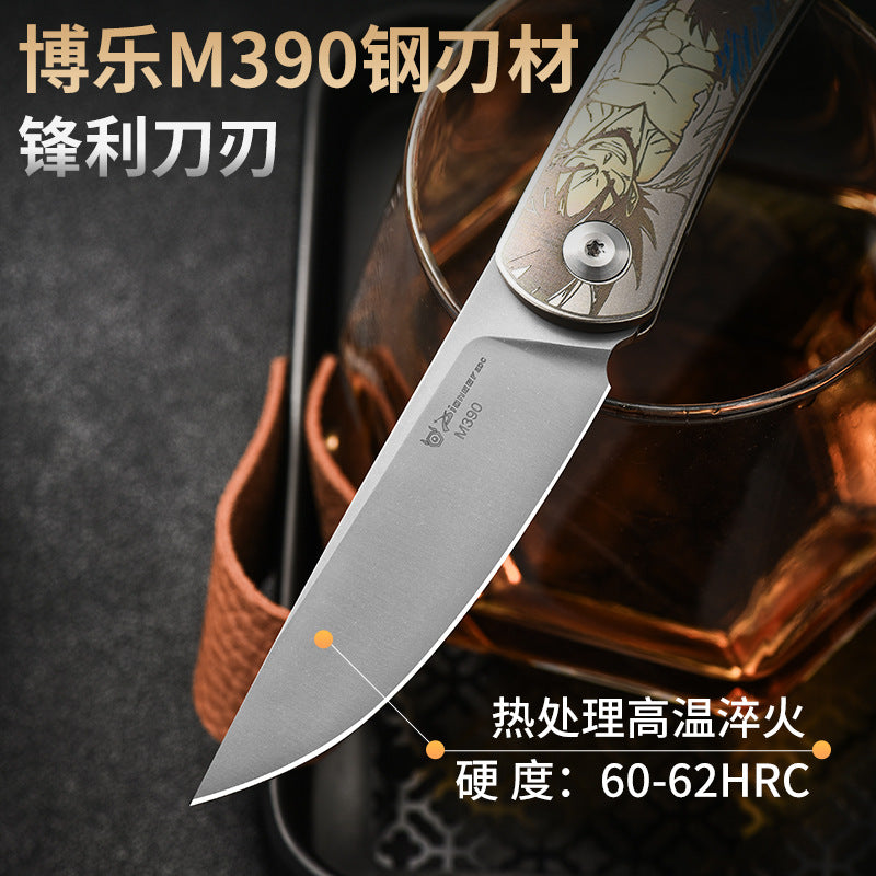 Premium Titanium Alloy Pocket Folding Knife – Art-Inspired EDC Blade