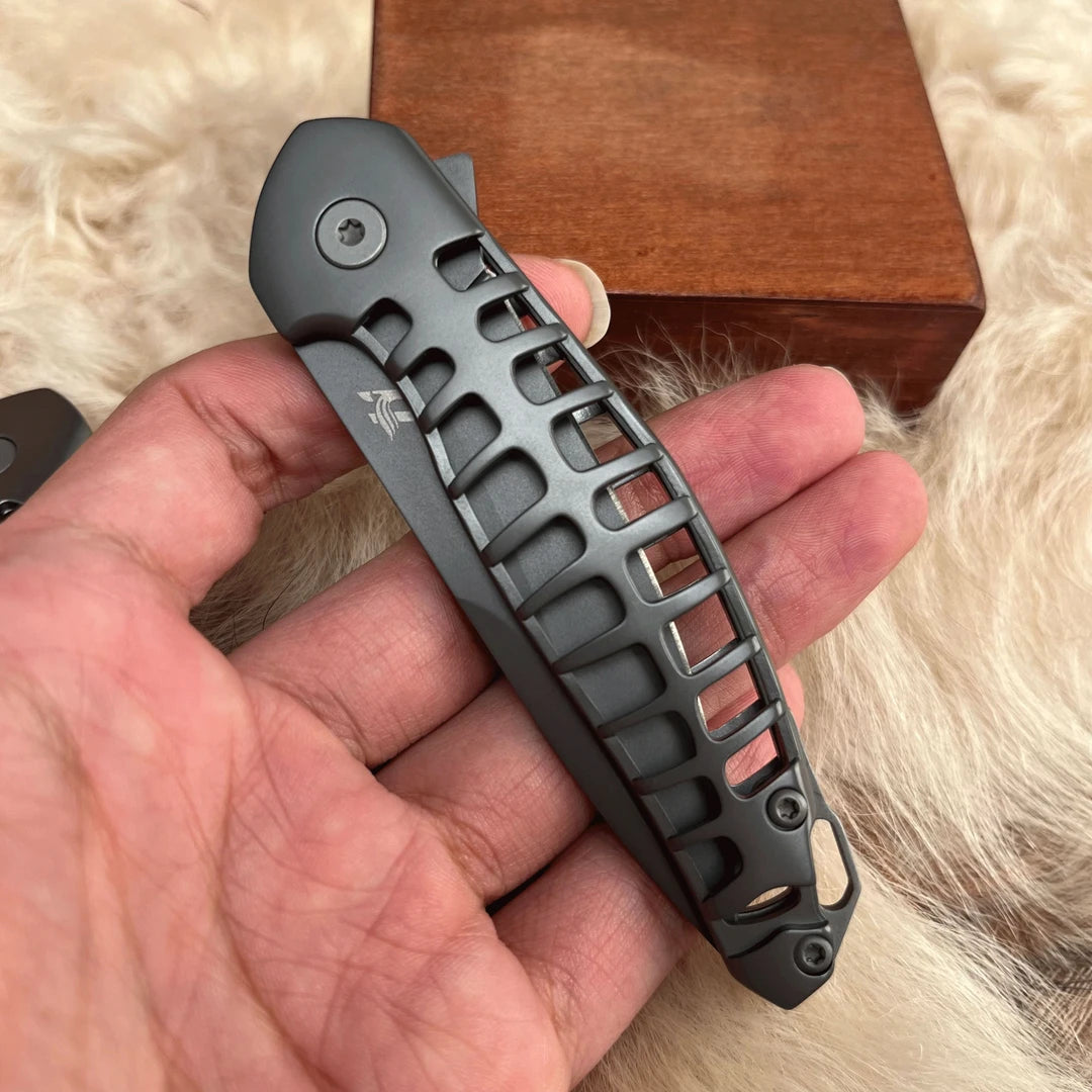 S30V Powder Steel Folding Knife – Fishbone Skeleton Design EDC