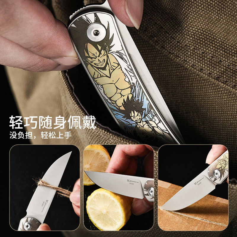 Premium Titanium Alloy Pocket Folding Knife – Art-Inspired EDC Blade