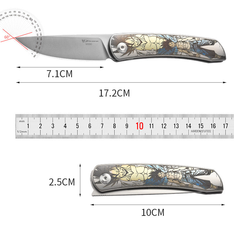 Premium Titanium Alloy Pocket Folding Knife – Art-Inspired EDC Blade