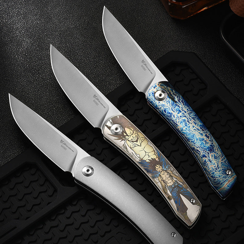 Premium Titanium Alloy Pocket Folding Knife – Art-Inspired EDC Blade