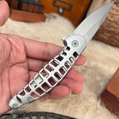 S30V Powder Steel Folding Knife – Fishbone Skeleton Design EDC