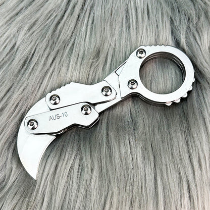 AUS-10 Compact Hook Knife – Precision EDC with Ergonomic Grip