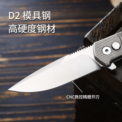 TFK02 - Premium Titanium Alloy Folding Knife – D2 Blade