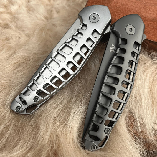 S30V Powder Steel Folding Knife – Fishbone Skeleton Design EDC