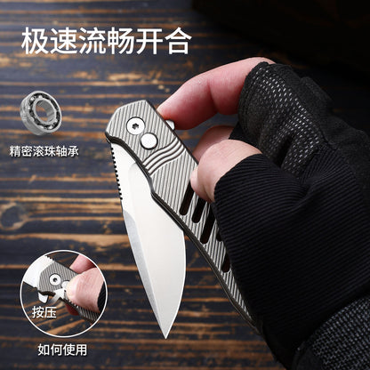 TFK02 - Premium Titanium Alloy Folding Knife – D2 Blade