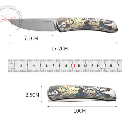 Premium Titanium Alloy Pocket Folding Knife – Art-Inspired EDC Blade